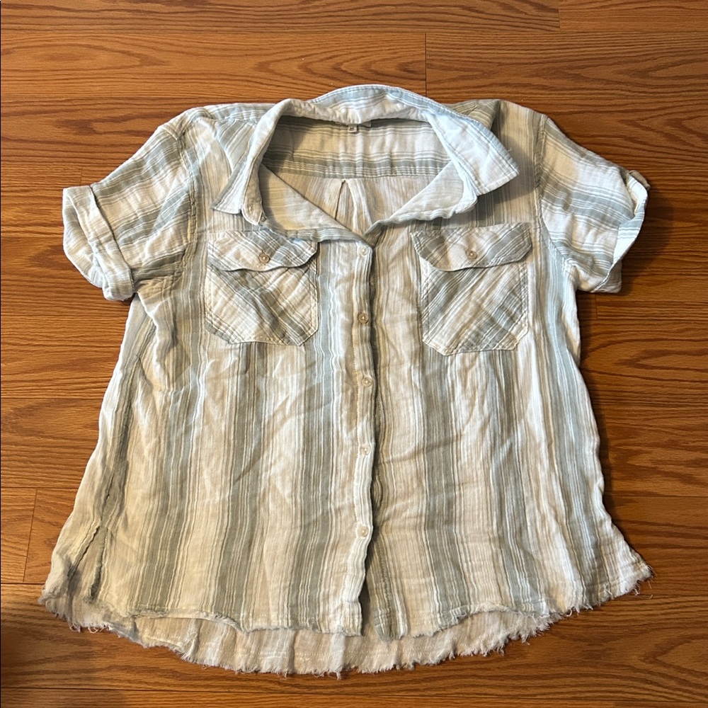 Thread & Supply Light Green Striped Shirt